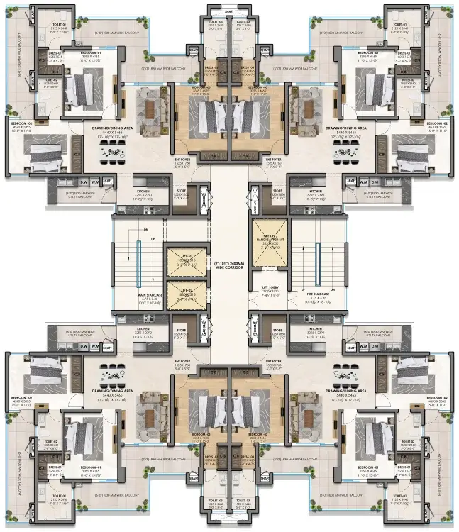 Atlantis Heights 3 bedroom tower layout
